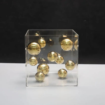 Abstract metal ball artworks red & blue living room decor cube