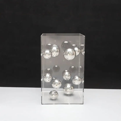 Abstract metal ball artworks red & blue living room decor cube