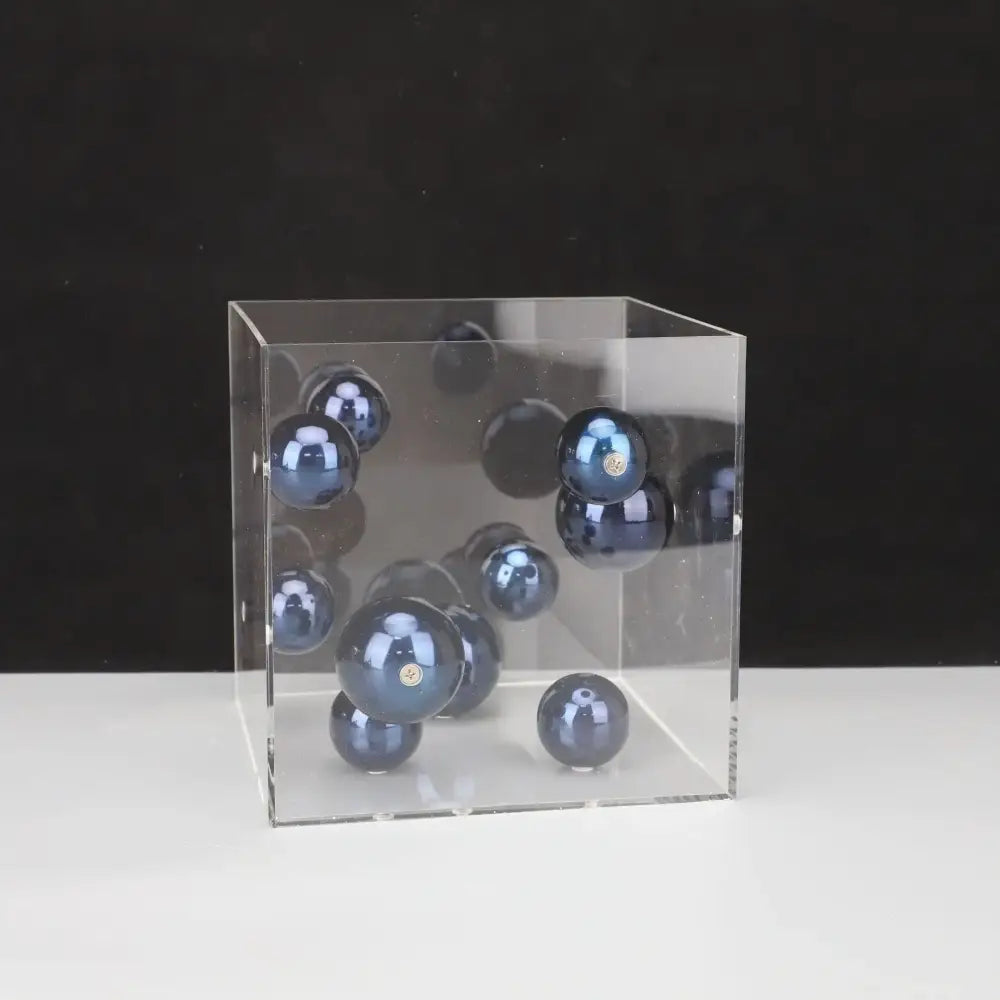 Abstract metal ball artworks red & blue living room decor cube