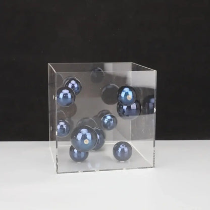 Abstract metal ball artworks red & blue living room decor cube