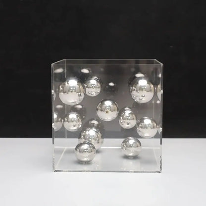 Abstract metal ball artworks red & blue living room decor cube