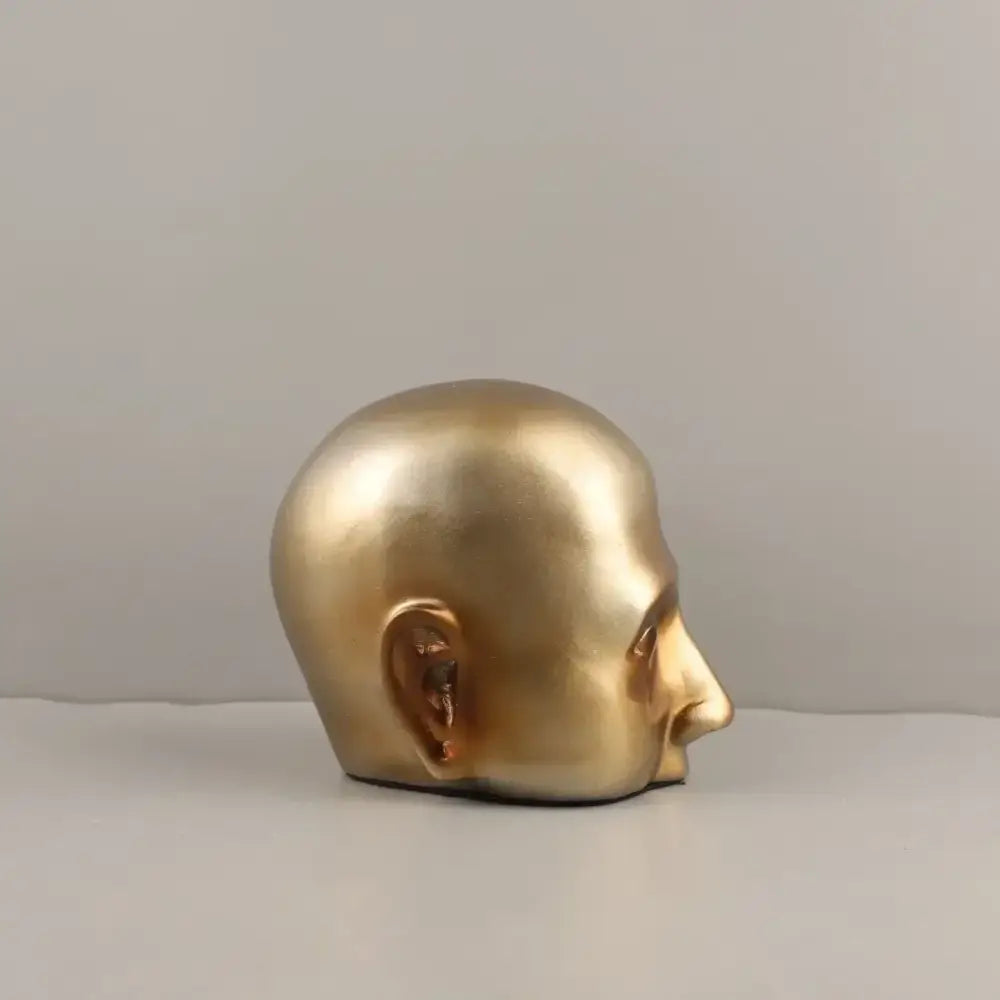 Abstract minimalist golden head half face sculpture living room decor