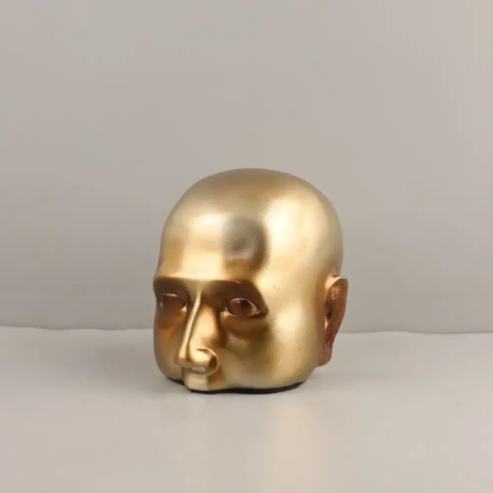 Abstract minimalist golden head half face sculpture living room decor