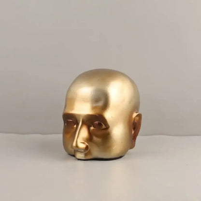 Abstract minimalist golden head half face sculpture living room decor