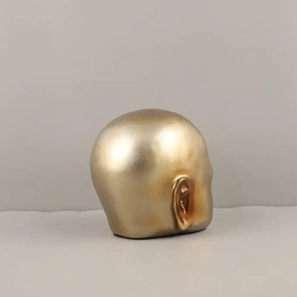 Abstract minimalist golden head half face sculpture living room decor