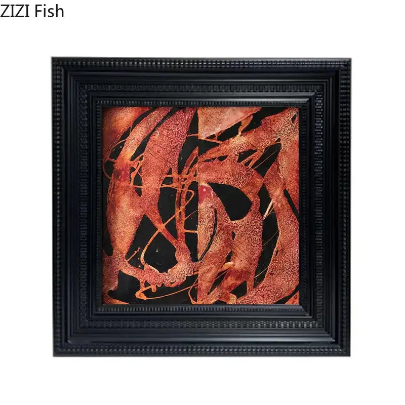 Abstract modern wall art copper & orange living room decor