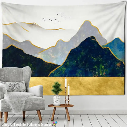 Abstract mountains oil painting wall hanging for bedroom decor