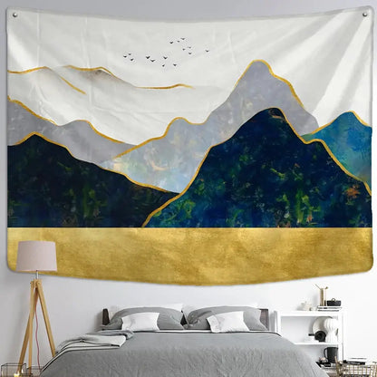 Abstract mountains oil painting wall hanging for bedroom decor