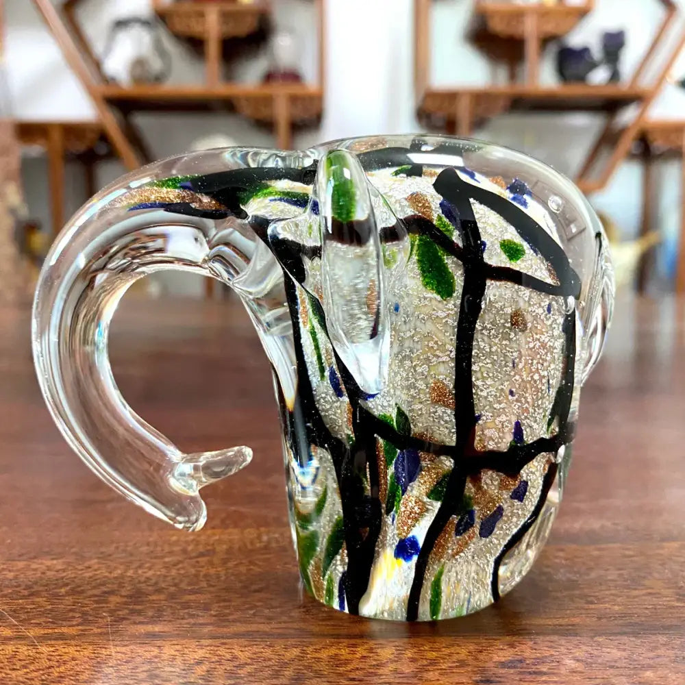 Abstract multi-color elephant crystal glass sculpture living room decor