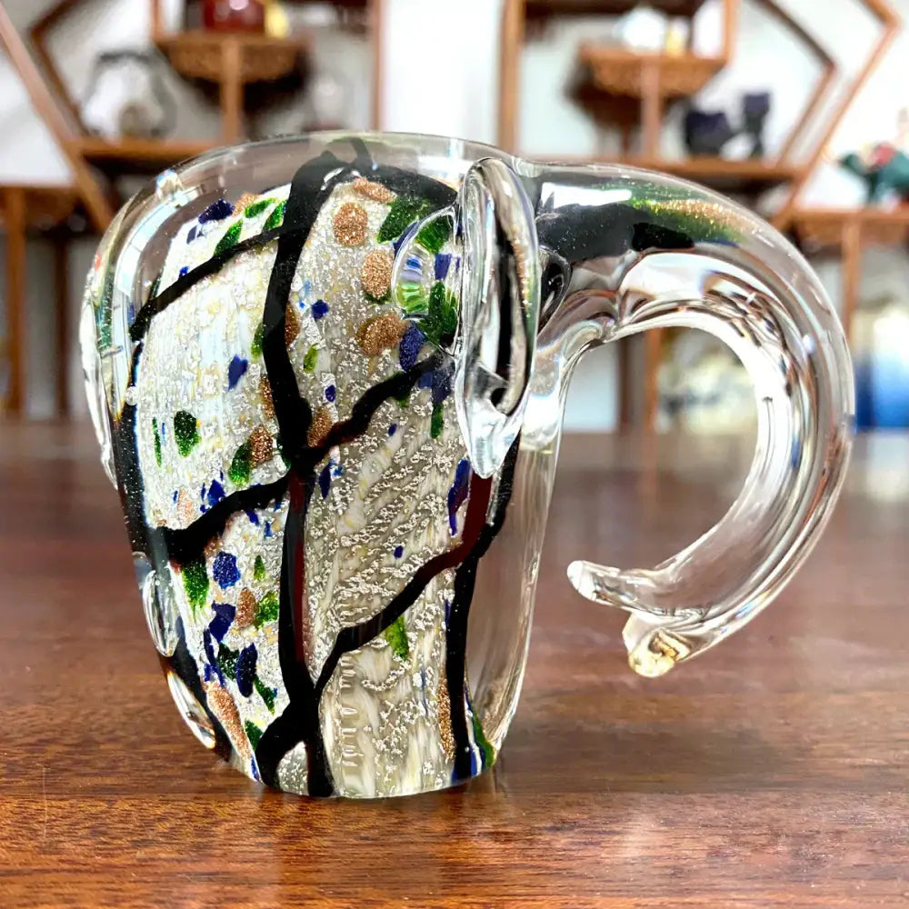 Abstract multi-color elephant crystal glass sculpture living room decor