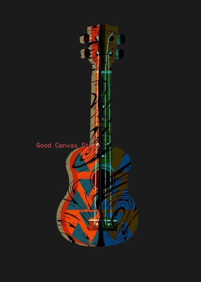 Abstract neon electric guitar canvas print living room wall art