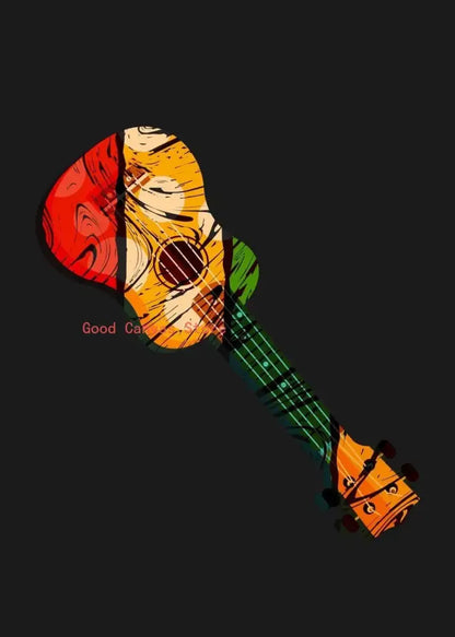Abstract neon electric guitar canvas print living room wall art