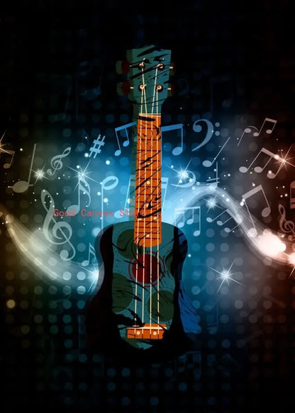Abstract neon electric guitar canvas print living room wall art