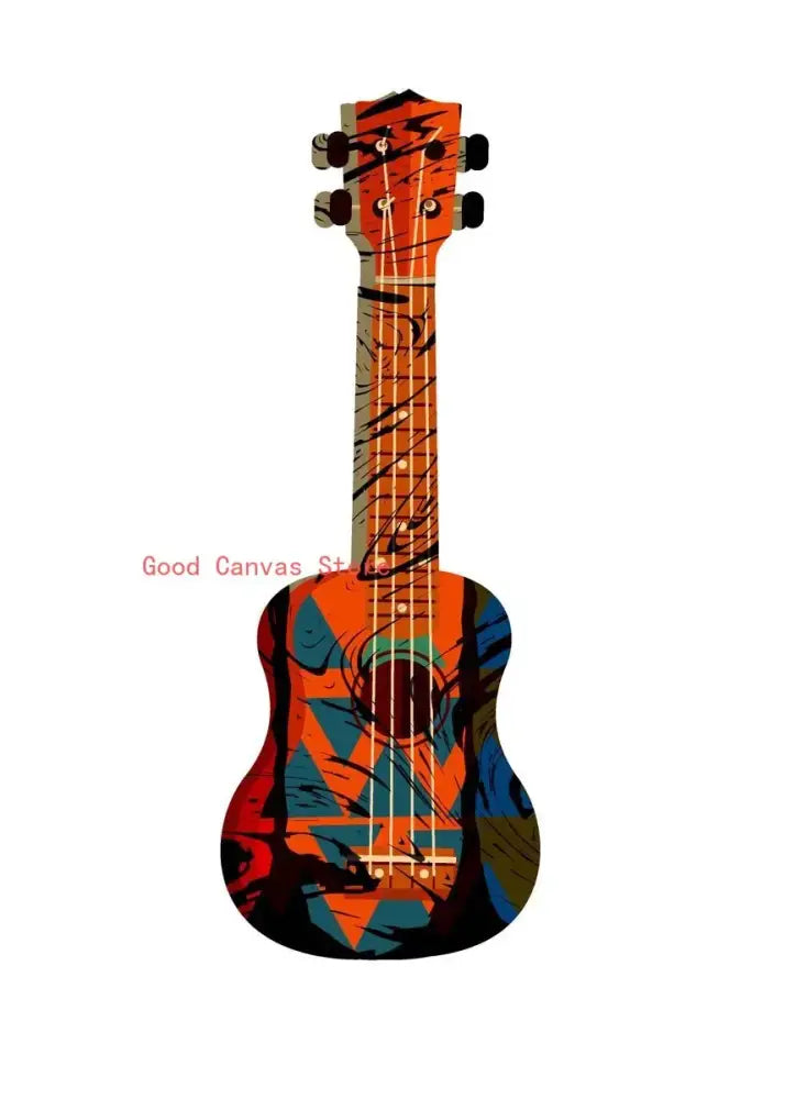 Abstract neon electric guitar canvas print living room wall art