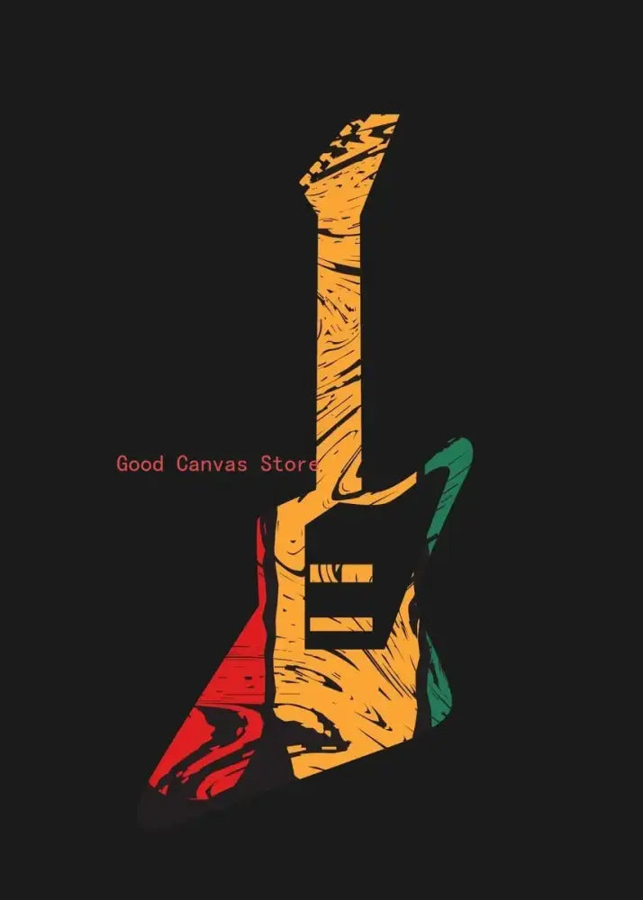 Abstract neon electric guitar canvas print living room wall art