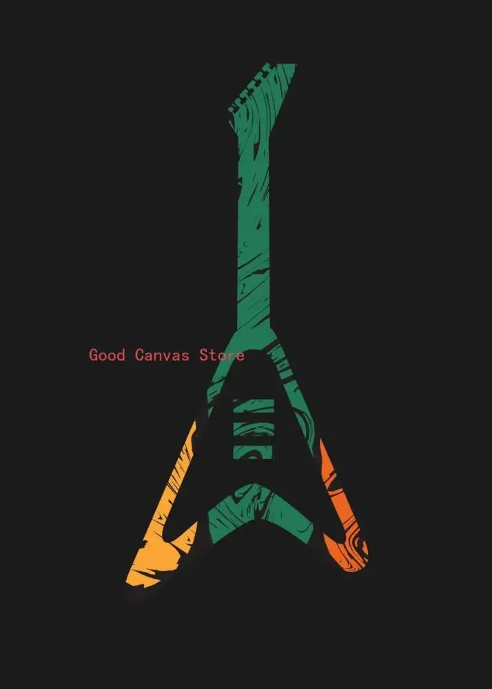 Abstract neon electric guitar canvas print living room wall art