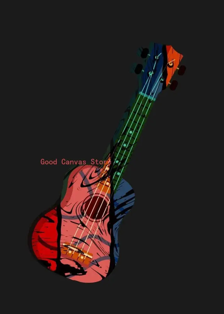 Abstract neon electric guitar canvas print living room wall art