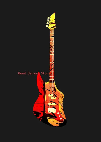 Abstract neon electric guitar canvas print living room wall art