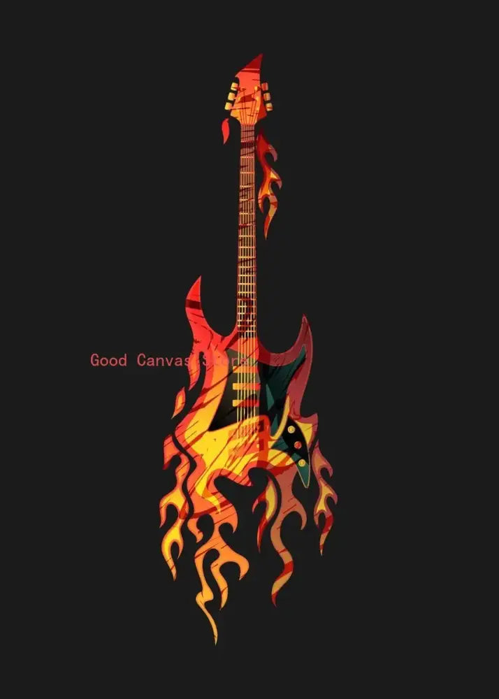 Abstract neon electric guitar canvas print living room wall art