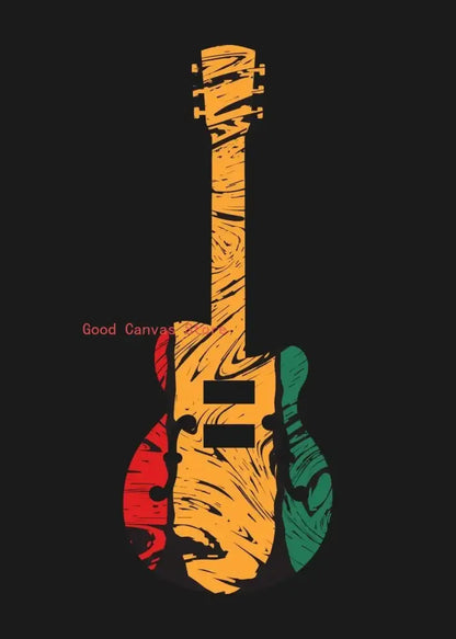 Abstract neon electric guitar canvas print living room wall art