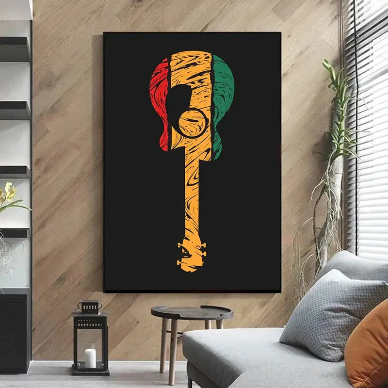 Abstract neon electric guitar canvas print living room wall art