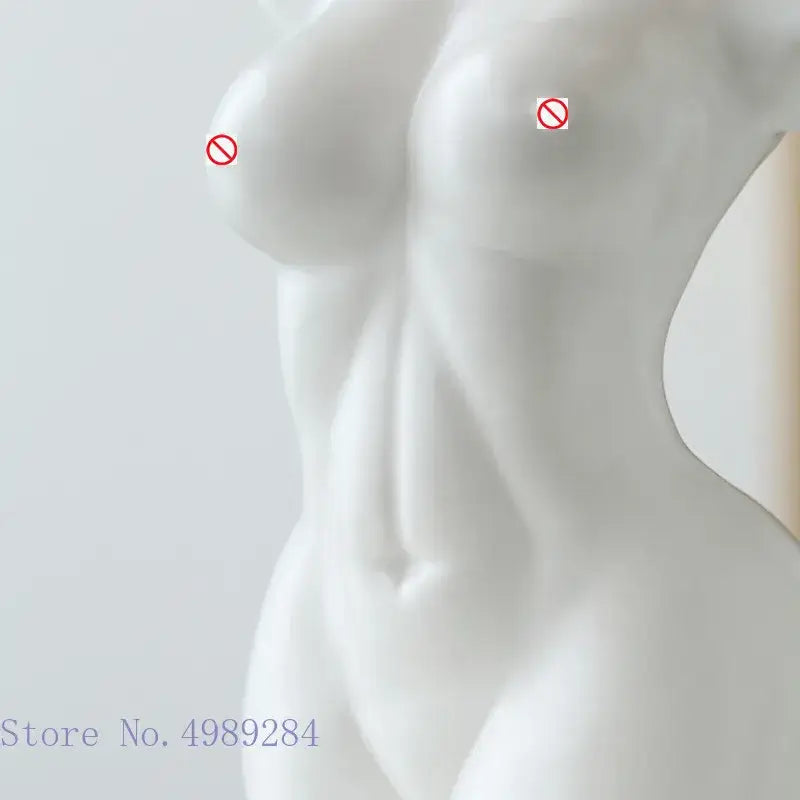Abstract nude female white ceramic torso vase living room decor