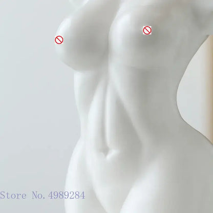 Abstract nude female white ceramic torso vase living room decor