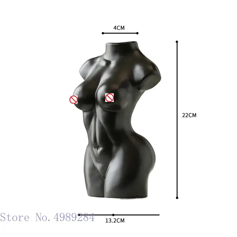 Abstract nude female white ceramic torso vase living room decor