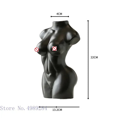 Abstract nude female white ceramic torso vase living room decor