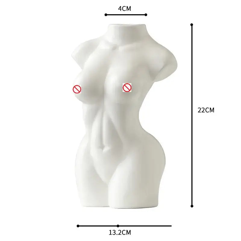 Abstract nude female white ceramic torso vase living room decor