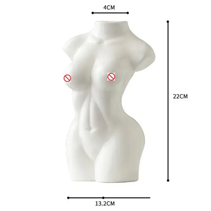Abstract nude female white ceramic torso vase living room decor