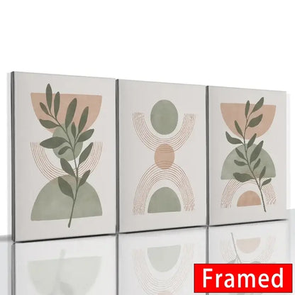 Modern abstract orange leaf posters set living room wall art