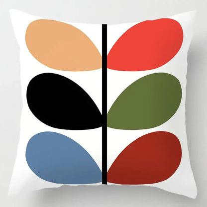 Abstract pastel and geometric leaves print cushion cover living room