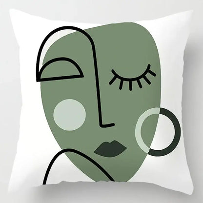 Abstract pastel and geometric leaves print cushion cover living room