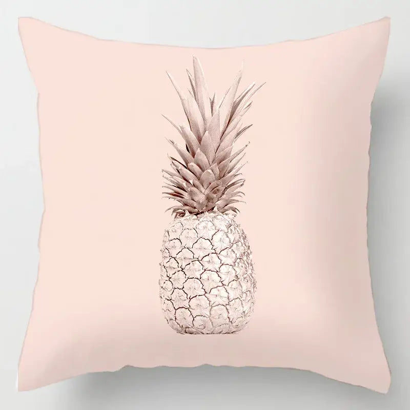 Abstract pastel and geometric leaves print cushion cover living room