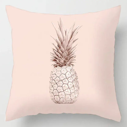 Abstract pastel and geometric leaves print cushion cover living room