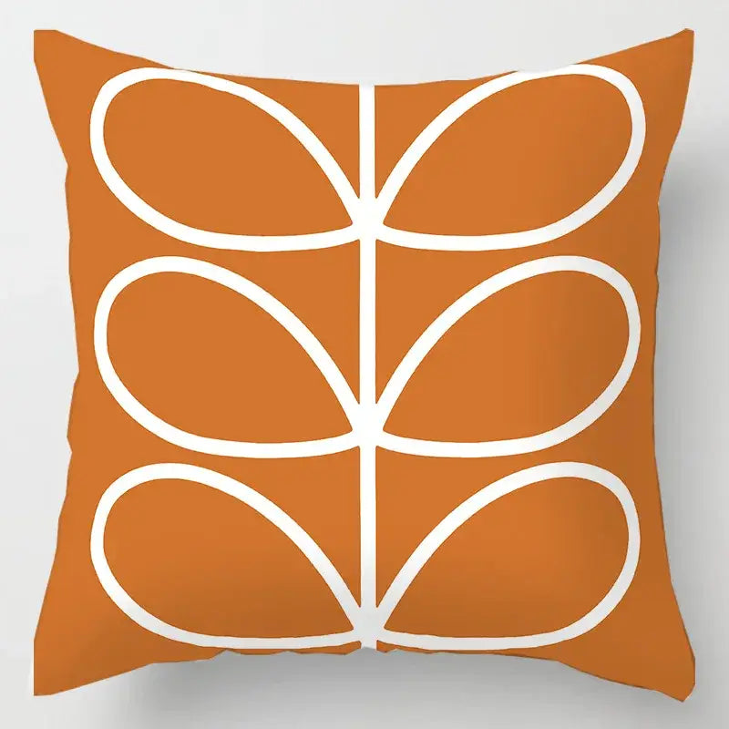 Abstract pastel and geometric leaves print cushion cover living room