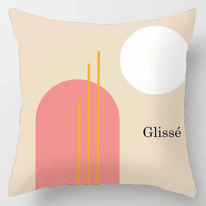 Abstract pastel and geometric leaves print cushion cover living room