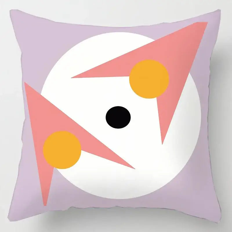Abstract pastel and geometric leaves print cushion cover living room