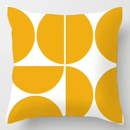 Abstract pastel and geometric leaves print cushion cover living room