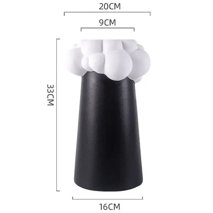 Abstract patchwork ceramic black & white cloud vase living room decor