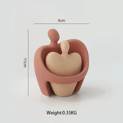 Abstract pink & beige ceramic art couple statue living room decor