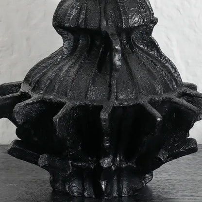 Abstract pleated gear black resin vase living room decor flower holder