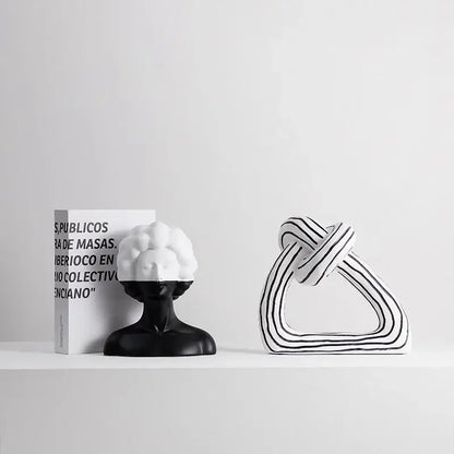 Abstract portrait resin figure black & white living room decor
