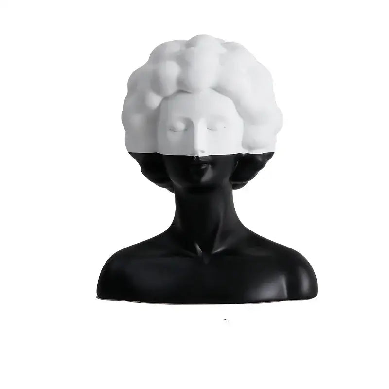 Abstract portrait resin figure black & white living room decor