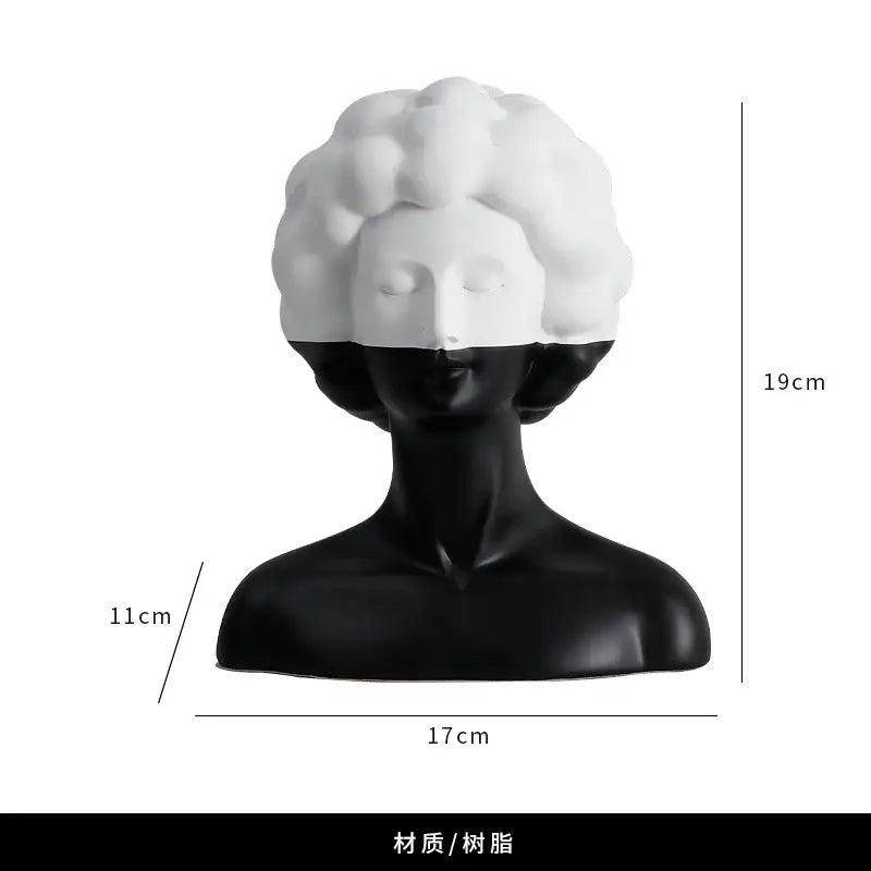 Abstract portrait resin figure black & white living room decor