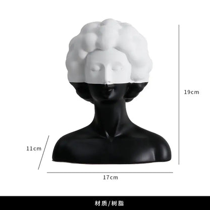 Abstract portrait resin figure black & white living room decor