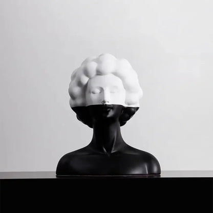 Abstract portrait resin figure black & white living room decor