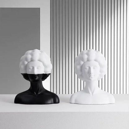 Abstract portrait resin figure black & white living room decor