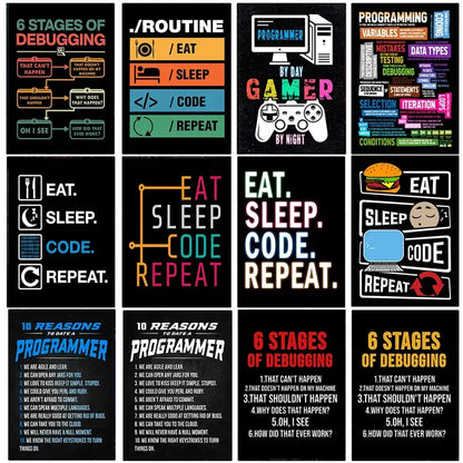 Abstract programmer gamer educational infographic canvas art bedroom